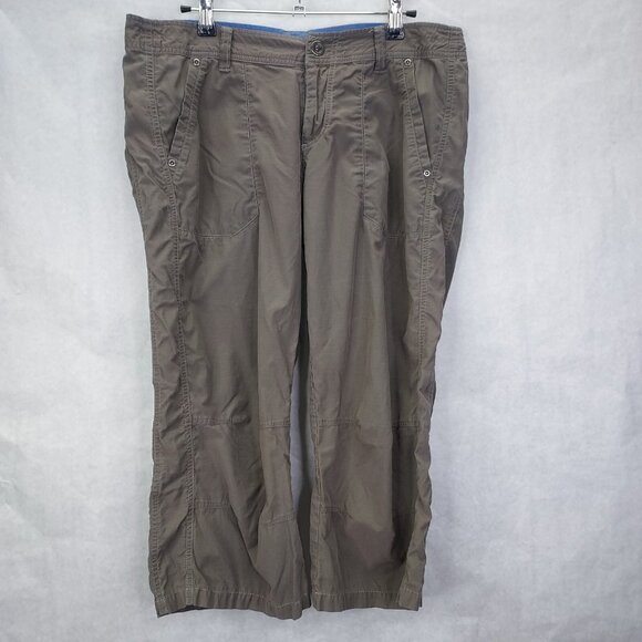 Kuhl Kendra Capri Pants Women's 6 Gray Mid Rise Embroidered Nylon Hiking Outdoor - Picture 1 of 16